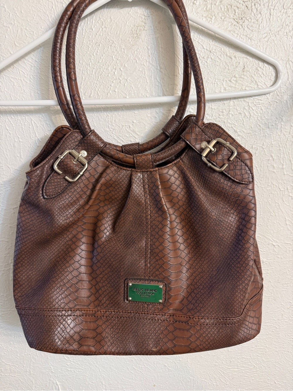 Relic Brown Faux-Snake Leather Shoulder Tote